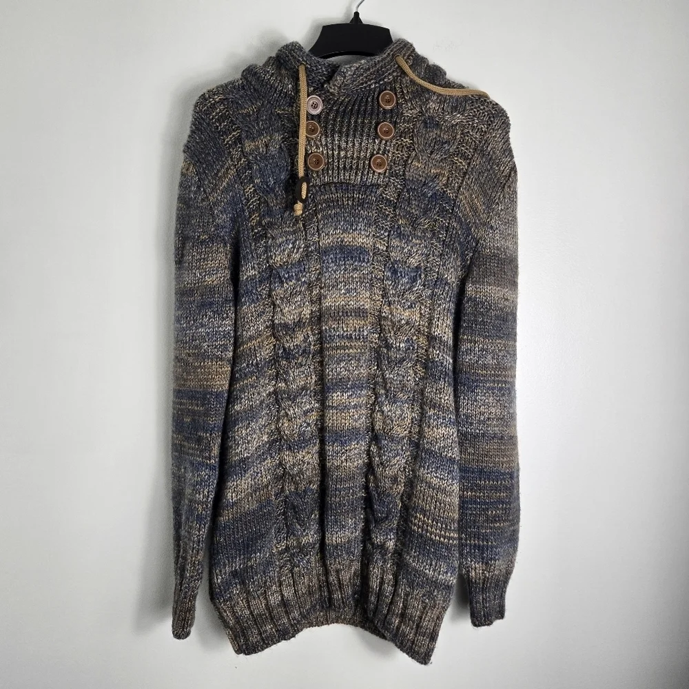 Leif Nelson Chunky Knit Hooded Men’s Sweater